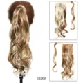 Synthetische golvende paardenstaart extensie wrap om clip haarstukje blond 108# - Lichtblond Highlight (108)