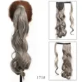 Synthetische golvende paardenstaart haarverlenging detail, klittenband ontwerp, krullen. - Asblond met Highlights (171)