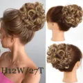 Chignon synthétique bouclé avec peigne, postiche de cheveux pour femmes, marron 11cm. - H12W/27T Brun Méché