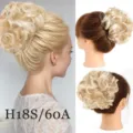 Detail de chignon en cheveux synthetiques avec peigne amovible et texture naturelle. - H18S/60A Dégradé Chatain Doré