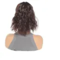 Detailed back view of the short wavy brown synthetic wig, showing rich texture and natural waves. - Dark Auburn (1B/33)