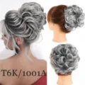 Chignon postiche en cheveux synthétiques avec peigne pince coiffure bouclée gris 11cm - T6K/1001A Dégradé Gris