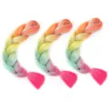 Bunte synthetische Jumbo-Zöpfe mit Silberlametta, Regenbogen-Haarverlängerung für Hip-Hop-Styling. - D3 Stil (SW337) / 60cm (Einzelpackung) / Orange-Gelb-Grün-Rosa