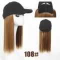 Synthetic wig baseball cap long straight hair hat sun hat black color variant detail - Natural Brown (108)