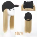 Synthetische Perücke Baseballcap Detailansicht mit langer glatter blonder Haarteil. - Goldblond (107)