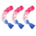 Synthetische Haarverlaengerungen zum Flechten, rosa weiss blaue Ombre Jumbo Braids fuer HipHop. - C23 Stil (SW337) / 60cm (Einzelpackung) / Rosenrot-Rosa-Blau