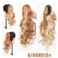 Synthetische lange golvende staart haarverlenging met klauwclip ombre natuurlijk haar - 6/86H613