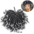 Synthetic dreadlocks hair extension curly short afro wig top hairpiece piece T1B/H# - Dreadlock Hair Piece (6 Inch) / T1B/H (Ombre Grey)