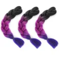 Synthetische geflochtene Haareextensions Ombre Farbe Häkeln Dreadlocks mit Lasermetallfäden. - C10 Stil (SW337) / 60cm (Einzelpackung) / Schwarz-Lila-Blau
