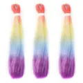 Bunte synthetische Ombre Flechthaare Verlängerungen mit Glitzer für coole Frisuren. - D4 Stil (SW337) / 75cm (Einzelpackung) / Orange-Gelb-Blau-Paars