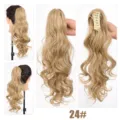 Synthetische lange golvende paardenstaart haarverlenging klauw clip 45cm blond haarstuk - 24