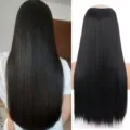 Extensions de cheveux en V une pièce synthétiques longs raides noirs pinces extensions - 40CM / Calicot
