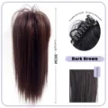 Detalle de coleta liza con pinza, extensión de cabello sintético marrón oscuro de 30 cm. - Marrón Oscuro