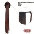 Long straight hair ponytail 85cm synthetic wrap around Velcro wig for women daily styling. - 0020F-2/33 Light Brown