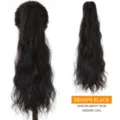 Synthetische klauwclip golvende lange paardenstaart haarverlenging bruin zwart 50cm. - Lapjeskat