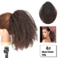 Gekrauselte Haarteil Pferdeschwanz Synthetik Kordelzug Hochtemperatur Faser Braun 30cm 120g - Kordelzug Kinky Curly Pferdeschwanz (4) / Dunkelbraun