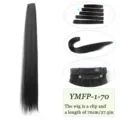 Extensión de cabello sintético largo y liso peluca clip-in de una sola pieza de 70cm - 1 Clip-70CM