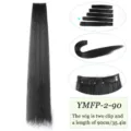 Extension de cheveux raides longs noirs avec clip 90cm 2 pinces postiche élégant - 2 Clips-90CM