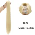 Synthetic straight claw clip ponytail hair extension 50cm long blonde wig piece for women - Style 102 (102)