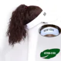 Short curly hair hat wig for women, brown wig with white baseball cap and letters. - White Hat Middle Letter Dark Brown Curly Hair