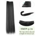 Longs cheveux raides noirs extensions 70cm synthétique une pièce à clipser de cheveux - 3 Clips-70CM