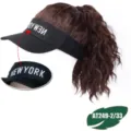 Synthetic curly hair ponytail cap wig, stylish brown wave hat hair for women daily use. - Black Hat Middle Letter Dark Brown Curly Hair