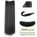 Extension de cheveux synthétiques raides longs une pièce clip 70cm mèche noire - 4 Clips-70CM