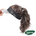Fashion curly hair sun visor hat, stylish synthetic ponytail wig cap with houndstooth brim. - Black Hat Left Letter Cool Brown Curly Hair