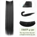 Extension cheveux synthetique raide longue une piece avec clips quatre-vingt cm. - 4 Clips-90CM