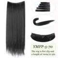 Extension de cheveux raides longs clip noir mèche synthétique 70cm avec cinq pinces. - 5 Clips-70CM