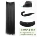 Extension de cheveux synthétique longue et raide une pièce à clip perruque noire 100cm. - 5 Clips-100CM