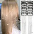 Tinsel cheveux clip-in extension de cheveux scintillante colorée mèche brillante - Lot de 12 / 2-Argent