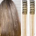 Extensions de cheveux tinsel pailletées avec pinces BB, mèche brillante pour coiffure de fête. - Lot de 12 / 3-Or