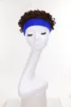 Berretto lavorato a maglia con parrucca dreadlocks e fascia blu, caldo cappello all'uncinetti. - Riga Blu Dreadlock Marroni (AT368-2)