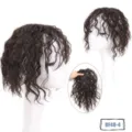 Short kinky curly hair topper hair extension detail view showing inner clips and wave texture. - Corn Wave Short Hair (BF48-4) / Calico