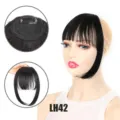 Human hair bangs with sideburns french hand-woven air bangs hair extension black piece - Princess Cut Wig Bangs Style (LH42) / Dark Brown