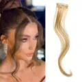 French split side fringe hair extension clip in blonde wispy bangs for styling new look - 25cm / Khaki