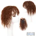 Brown curly hair topper short wig piece clip in volume hair extension for women daily use - Corn Wave Short Hair (BF48-2/30) / Tan