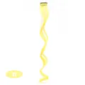 Ciocca di capelli ricci gialli con clip, vista dettagliata della lunga estensione sintetica. - Giallo