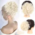 Synthetische golvende haar knot extensie, rommelige krullende paardenstaart pruik voor dames. - Platinablond (60)