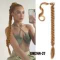 Blonde geflochtene Zopf Haarverlängerung, wickelbare Kunsthaar Zöpfe für vielseitige Stylings. - 80cm / Honigblond (SW244-27)