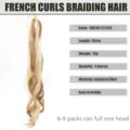 Extension capelli treccia ricci francesi sintetici biondi marroni 45cm 75g set 2pz - Set di 2 / Gradiente Dorato