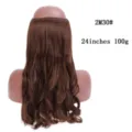 Gedetailleerd aanzicht van een 24 inch 100g bruine synthetische haarverlenging vislijn. - Middelbruin (2/30)