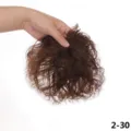 Posticcio corto riccio marrone toupet sintetico parrucca voluminosa da donna 2-30 - Stile Regolare (2/30) / Marrone scuro