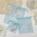 Set tsanton apothikefsis organzas me kordoni, omorfo kentima me anthismena louloudia - Μικρό (14*15) / Γαλακτερό Μπλε