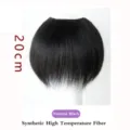 Vista detallada de extensión de cabello sintético negro de 20cm, postizo con clips. - Negro Natural