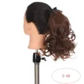 Synthetic wavy ponytail hair extension brown curly claw clip on hair piece for women 25cm - Dark Brown (2-30)