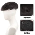 Men's hairpiece toupee top hair piece human hair breathable cap 18x16cm detail view - Black Hairpiece (BF141-2)