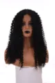 Black curly lace front wig for women, 60cm long synthetic hair wig, fluffy styling detail. - Lace Front Long Curly Wig (SW127) / 60CM / Black (SW127-2)