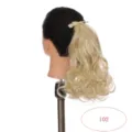 Synthetic wavy ponytail hair extension 25cm blonde clip in hairpiece for women fashion - Linen (102)